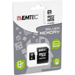 Emtec Silver Memory microSDHC 8GB Class 10 + Adapter