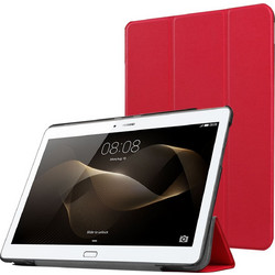 Huawei MediaPad M2 10 inch - Δερμάτινη Θήκη Βιβλίο Tri-Fold Κόκκινο με Βάση Στήριξης και πίσω καλύμμα σιλικόνης διάφανο (oem)