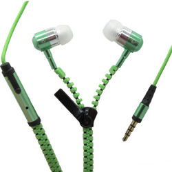 Ακουστικά Stereo Hands Free Με Ρυθμιστή Zipper Πράσινο