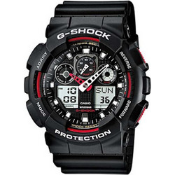 Casio G-Shock Ανδρικό Ρολόι Χρονογράφος με Μαύρο Καουτσούκ Λουράκι GA-100-1A4ER