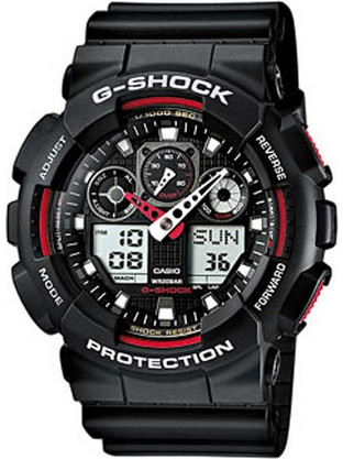 Casio G-Shock Ανδρικό Ρολόι Χρονογράφος με Μαύρο Καουτσούκ Λουράκι GA-100-1A4ER