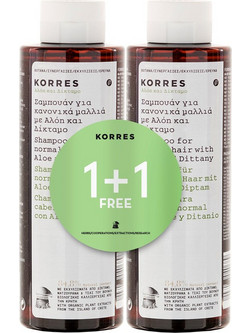 Korres Aloe & Dittany Σαμπουάν κατά της Ξηροδερμίας & της Πιτυρίδας για Λιπαρά & Βαμμένα Μαλλιά 2x250ml