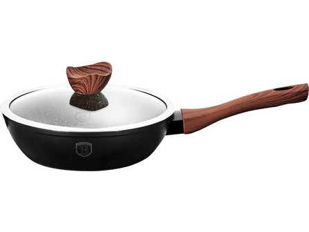 Berlinger Haus BH-1718 Ebony Rosewood Collection Σωτέζα Αλουμινίου Αντικολλητική Μαρμάρινη Επίστρωση με Καπάκι 24cm