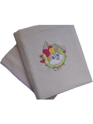 Baby Oliver Des 32A Looney Tunes Κουβέρτα Αγκαλιάς Πικέ 80x100 Ροζ