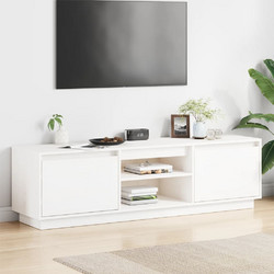 vidaXL Έπιπλο Τηλεόρασης Μασίφ Ξύλο Λευκό Μ140xΠ35xΥ40cm 840413