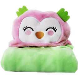 Morven Owl 2145 Κουβέρτα Αγκαλιάς με Κουκούλα Fleece 80x125 Πράσινη Ροζ
