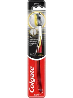 Colgate Slim Soft Advanced Gold Charcoal Soft Oδοντόβουρτσα Κόκκινη Χρυσή