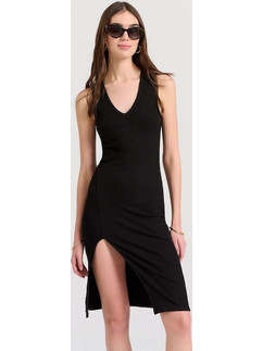 Funky Buddha Midi Καλοκαιρινό Βραδινό Φόρεμα Μαύρο FBL009-101-13