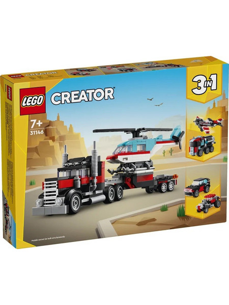 Lego Creator 3-in-1 Flatbed Truck with Helicopter για 7+ Ετών 31146