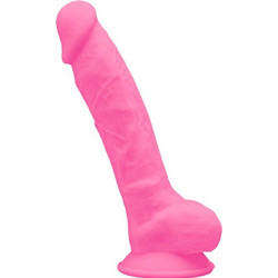 SilexD Dual Density 7" Model 1 Glow in the Dark Ρεαλιστικό Dildo με Βεντούζα & Όρχεις 17.5cm Ροζ