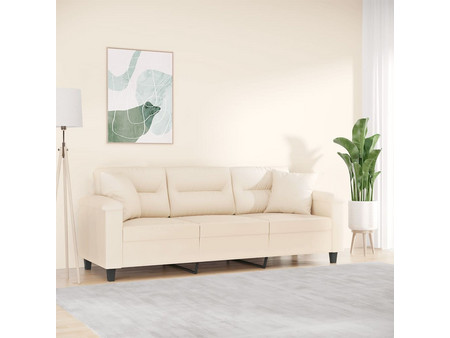vidaXL Τριθέσιος Καναπές Microfiber Μπεζ 210x77x80cm 3200982