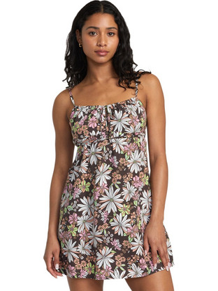 RVCA Hillside Mini Καλοκαιρινό Καθημερινό Φόρεμα Floral Καφέ AVJWD00297-CTF0