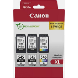 Canon PG-545XL x2 & CL-546XL B/C/M/Y Πακέτο 3 Μελανιών Εκτυπωτή Inkjet 8286B013