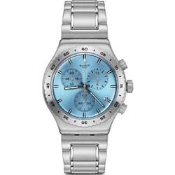 Swatch Irony Ανδρικό Ρολόι Χρονογράφος με Ασημί Μεταλλικό Μπρασελέ YVS528G