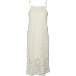Vero Moda Maya Midi Καλοκαιρινό Καθημερινό Φόρεμα Πλεκτό Λευκό 10304461