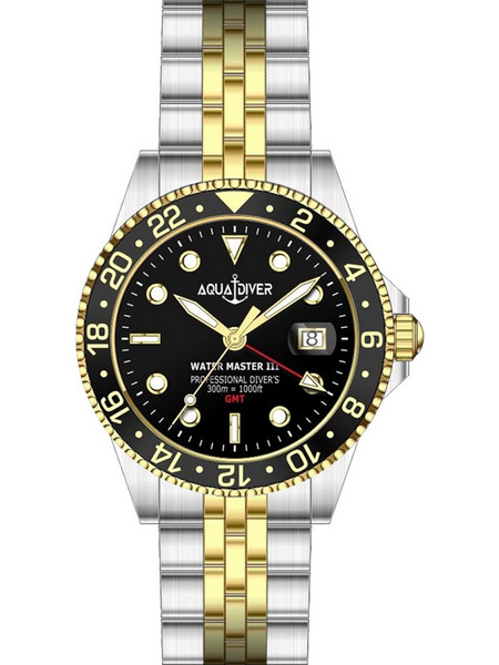 Aquadiver Water Master III Ανδρικό Ρολόι με Ασημί Χρυσό Μεταλλικό Μπρασελέ SS23156G26