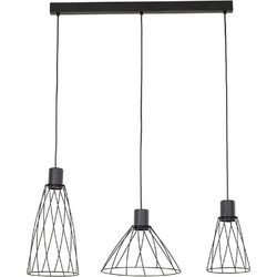 TK Lighting Modesto Κρεμαστό Φωτιστικό Οροφής Πλέγμα Τρίφωτο GU10 Μαύρο 10149