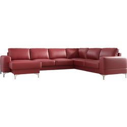 PoliHome Radial Max II LTHR Γωνιακός Καναπές Κρεβάτι Δεξιά Γωνία Δερμάτινος με Αποθηκευτικό Χώρο Κόκκινος 315x250x89cm 162505769