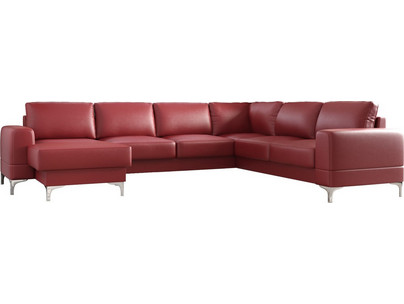 PoliHome Radial Max II LTHR Γωνιακός Καναπές Κρεβάτι Δεξιά Γωνία Δερμάτινος με Αποθηκευτικό Χώρο Κόκκινος 315x250x89cm 162505769