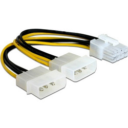 Powertech CAB-W041 Καλώδιο Τροφοδοσίας 2 x 3-Pin Molex to 8-Pin PCIe Female 0.15m Multicolor