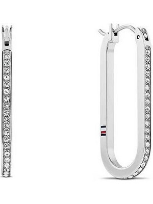Tommy Hilfiger Γυναικεία Σκουλαρίκια Κρίκοι από Ατσάλι Ασημί με Ζιργκόν 2780865