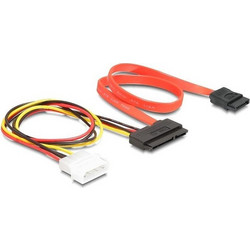 DeLOCK 84230 Καλώδιο Τροφοδοσίας 22-Pin SATA to 7-Pin SATA III & 4-Pin Molex Male 0.4m Red