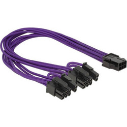 DeLOCK 83704 Καλώδιο Τροφοδοσίας 6-Pin PCIe Female to 2 x 6+2 Pin PCIe 0.3m Purple