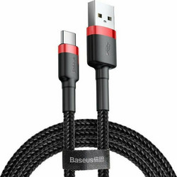 Baseus Cafule Braided USB-A to USB-C 2m Black Red BASCATKLF-C91