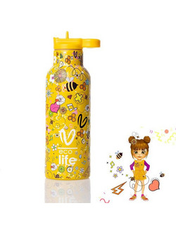Ecolife X Vasiliki Joy Παιδικό Παγούρι Θερμός Ανοξείδωτο BPA Free Κίτρινο 500ml