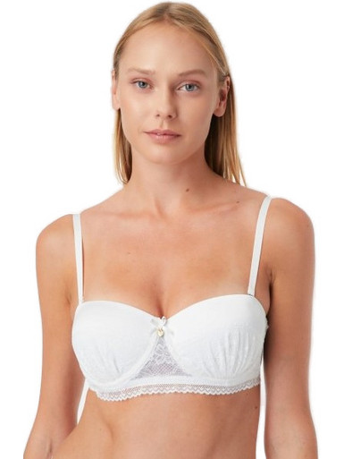 Minerva Σουτιέν Strapless Push Up με Μπανέλα Λευκό 90-8523B