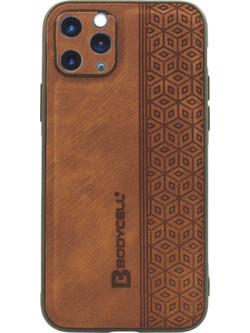 Bodycell Pattern Leather Back Cover Brown (iPhone 11 Pro)