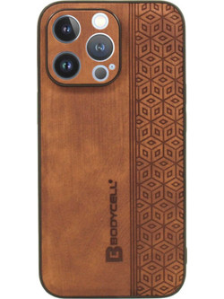 Bodycell Pattern Leather Back Cover Brown (iPhone 14 Pro Max)