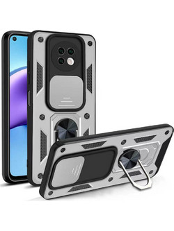 Bodycell Armor Slide Ring Holder Back Cover Silver (Xiaomi Redmi Note 9T)