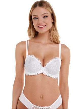 FMS Σουτιέν Balconette Push Up με Μπανέλα Λευκό FMS-448-100
