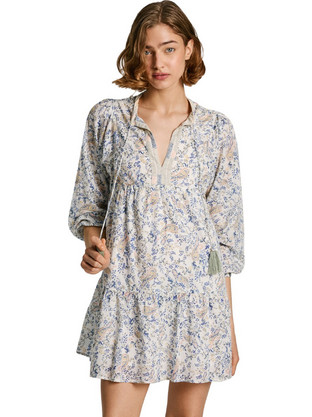 Pepe Jeans Maisie Mini Καθημερινό Φόρεμα Floral Λευκό PL953563-814