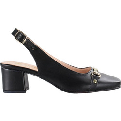 Blondie Γόβες Slingback Δερμάτινες με Χοντρό Χαμηλό Τακούνι Μαύρες KS1429