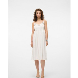 Vero Moda Midi Καλοκαιρινό Καθημερινό Φόρεμα Λευκό 10326447