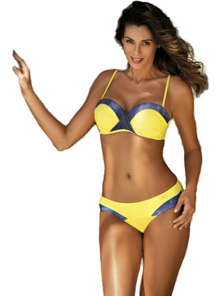 Marko Melinda Bikini Set με Ενίσχυση Κίτρινο Ανθρακί M-395