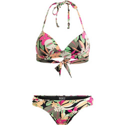 Roxy Bikini Set Τριγωνάκι Floral Ανθρακί Φούξια Μπεζ ERJX203538