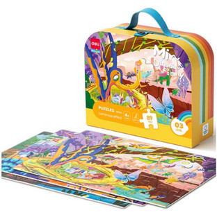 Παιδικό Puzzle Deli Genius Dinosaur Family 3 in 1 24 + 30 + 35 Κομμάτια