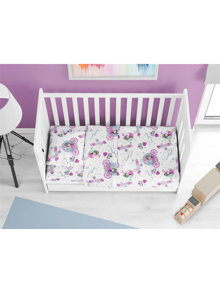 Dimcol Princess 389 Σετ Βρεφικά Σεντόνια Κούνιας Βαμβακερά 120x160 Pink