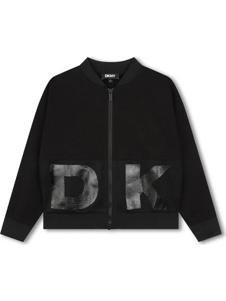 DKNY Παιδική Ζακέτα Φούτερ με Φερμουάρ Μαύρη D60243-09Β