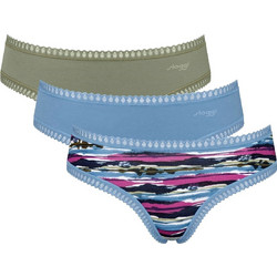 Sloggi Go Crush Βαμβακερά Γυναικεία Slip με Δαντέλα 3Pack 10219671-M010