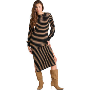 Funky Buddha Midi Καθημερινό Φόρεμα Πλεκτό Μαύρο Ταμπά FBL010-104-13 Funky Buddha Midi Καθημερινό Φόρεμα Πλεκτό Μαύρο Ταμπά FBL010-104-13