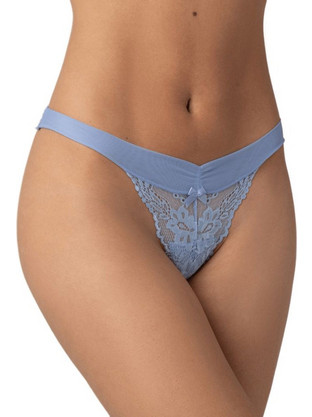 Milena By Paris Γυναικείο Sexy String με Δαντέλα Γαλάζιο 7642