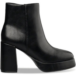 Envie Shoes Γυναικεία Μποτάκια Αστραγάλου Δερμάτινα Μαύρα με Χοντρό Ψηλό Τακούνι E45-20267-34