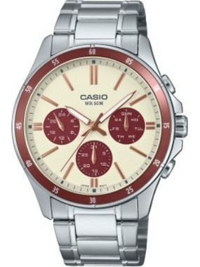 Casio Ανδρικό Ρολόι Χρονογράφος με Ασημί Μεταλλικό Μπρασελέ MTP-1374D-5A2VDF