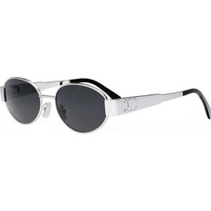 Celine CL40235U 16A Γυναικεία Γυαλιά Ηλίου Οβάλ Μεταλλικά Ασημί με Μαύρο Φακό