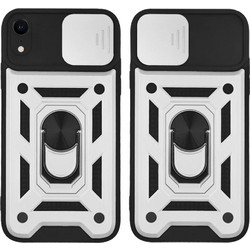 Sonique Ring Armor CamPro Back Cover Silver (iPhone XR)