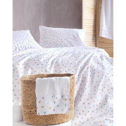 Rythmos Σετ Σεντόνια King Size Βαμβακερά 270x290 Symbol Tiny Heart Λευκό